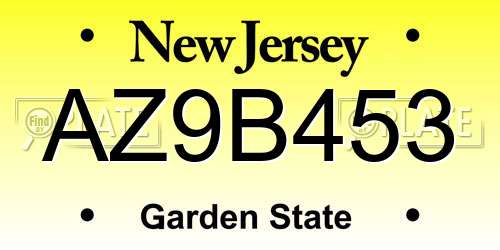 AZ9B453 New Jersey License Plate