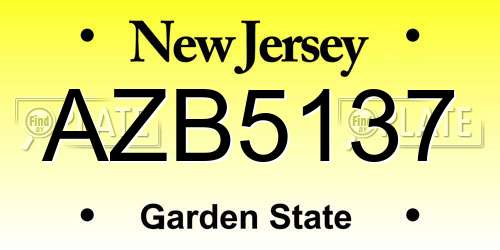 AZB5137 New Jersey License Plate