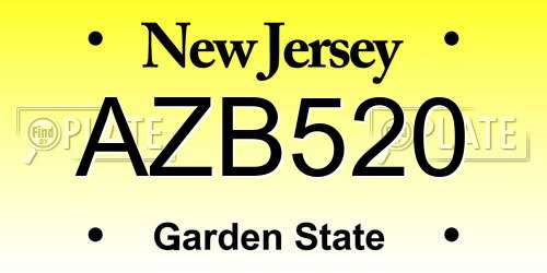 AZB520 New Jersey License Plate