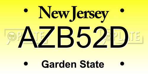 AZB52D New Jersey License Plate