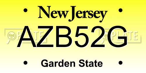 AZB52G New Jersey License Plate
