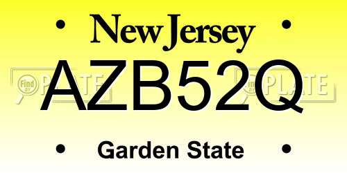 AZB52Q New Jersey License Plate