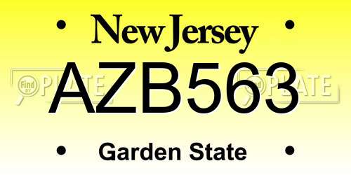 AZB563 New Jersey License Plate