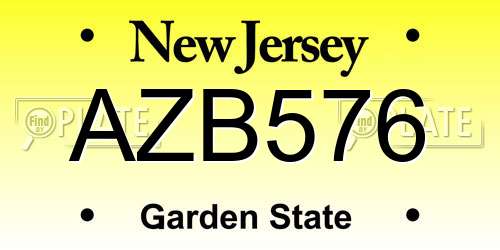 AZB576 New Jersey License Plate