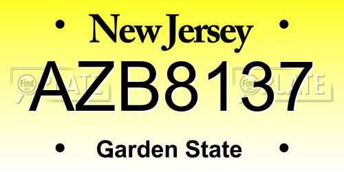 AZB8137 New Jersey License Plate