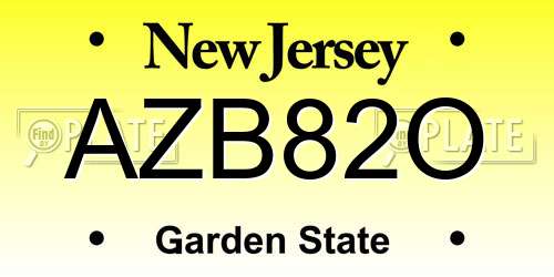 AZB82O New Jersey License Plate