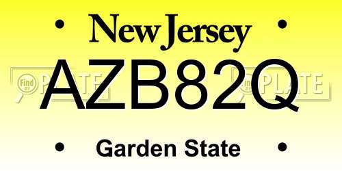 AZB82Q New Jersey License Plate