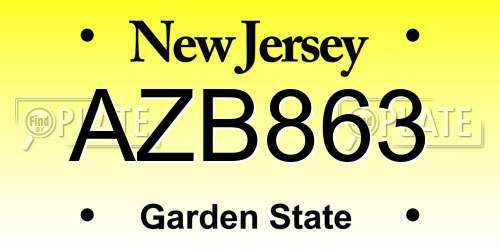 AZB863 New Jersey License Plate