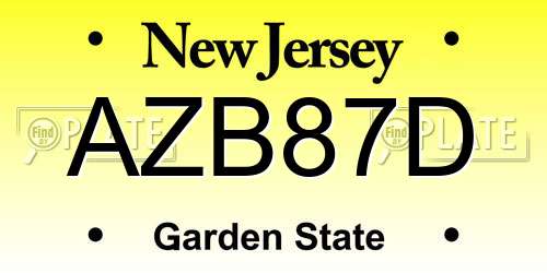 AZB87D New Jersey License Plate
