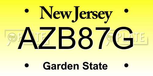 AZB87G New Jersey License Plate