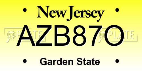 AZB87O New Jersey License Plate
