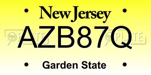 AZB87Q New Jersey License Plate