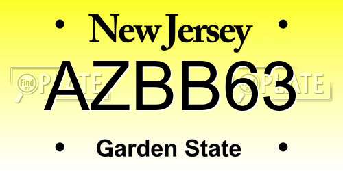AZBB63 New Jersey License Plate