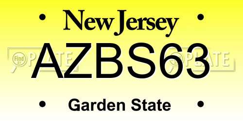 AZBS63 New Jersey License Plate
