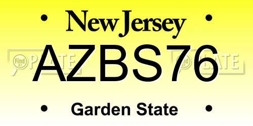AZBS76 New Jersey License Plate