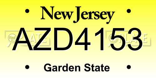 AZD4153 New Jersey License Plate