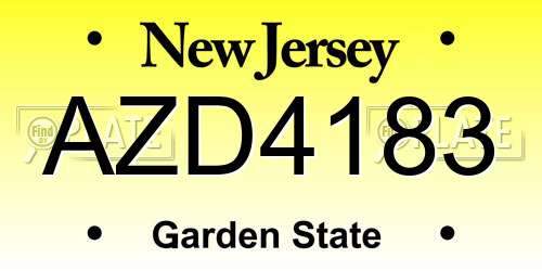 AZD4183 New Jersey License Plate