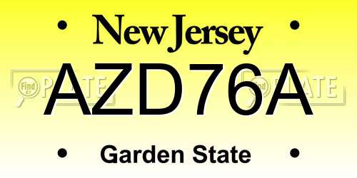 AZD76A New Jersey License Plate