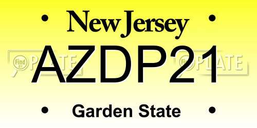 AZDP21 New Jersey License Plate