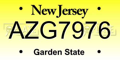 AZG7976 New Jersey License Plate