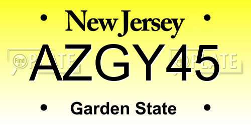AZGY45 New Jersey License Plate