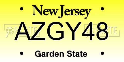 AZGY48 New Jersey License Plate