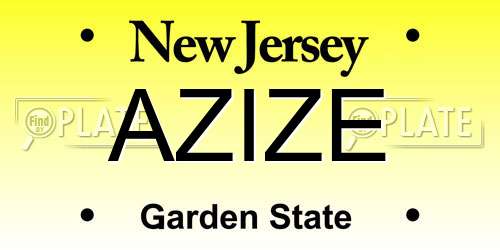 AZIZE New Jersey License Plate