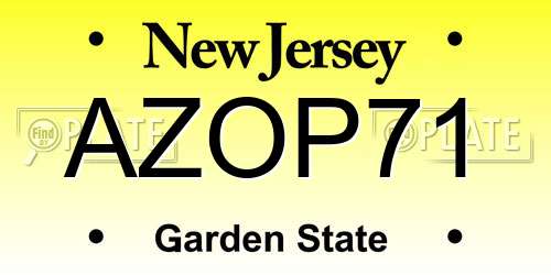 AZOP71 New Jersey License Plate