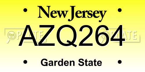 AZQ264 New Jersey License Plate
