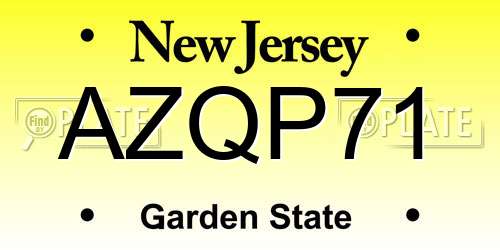 AZQP71 New Jersey License Plate