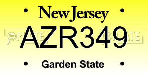 AZR349 New Jersey License Plate