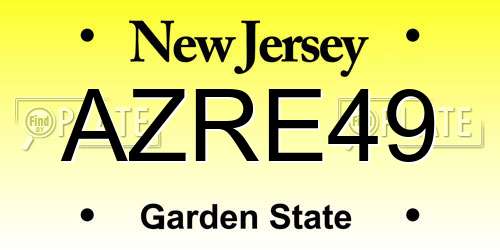AZRE49 New Jersey License Plate