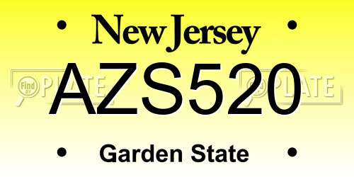 AZS520 New Jersey License Plate