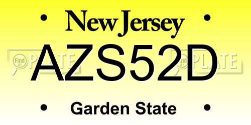 AZS52D New Jersey License Plate