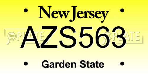 AZS563 New Jersey License Plate