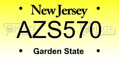 AZS570 New Jersey License Plate