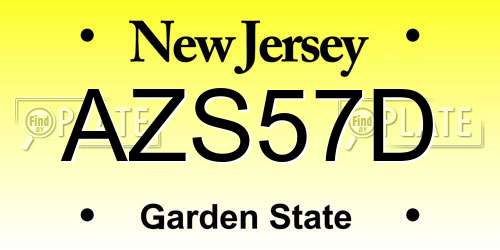 AZS57D New Jersey License Plate