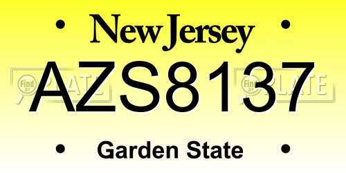 AZS8137 New Jersey License Plate