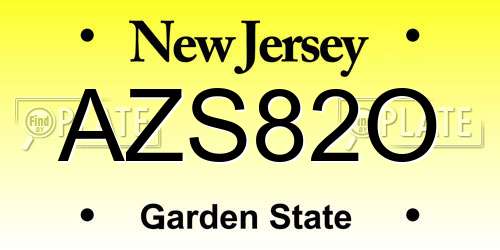 AZS82O New Jersey License Plate