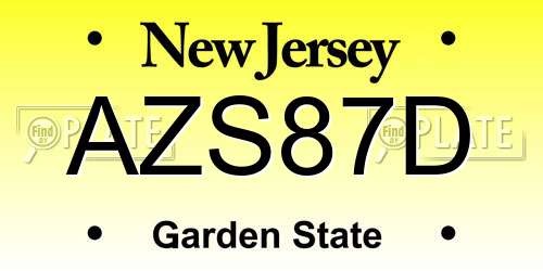 AZS87D New Jersey License Plate