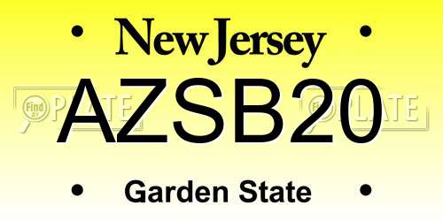 AZSB20 New Jersey License Plate