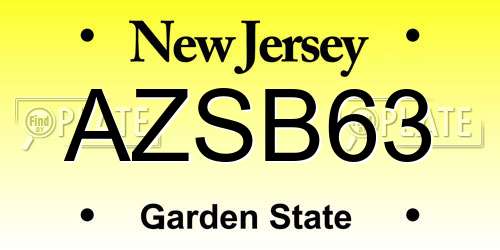 AZSB63 New Jersey License Plate
