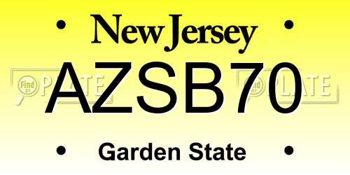 AZSB70 New Jersey License Plate