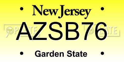AZSB76 New Jersey License Plate
