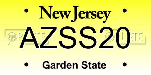 AZSS20 New Jersey License Plate