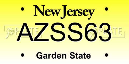 AZSS63 New Jersey License Plate