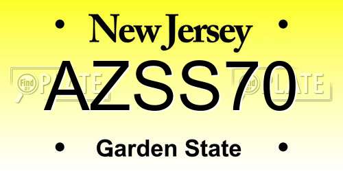 AZSS70 New Jersey License Plate