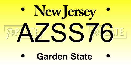 AZSS76 New Jersey License Plate