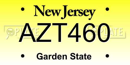 AZT460 New Jersey License Plate