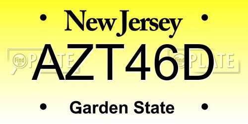 AZT46D New Jersey License Plate